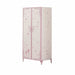 HomeRoots purple and white metal standard dresser chest with multiple drawers, ideal for bedroom storage.