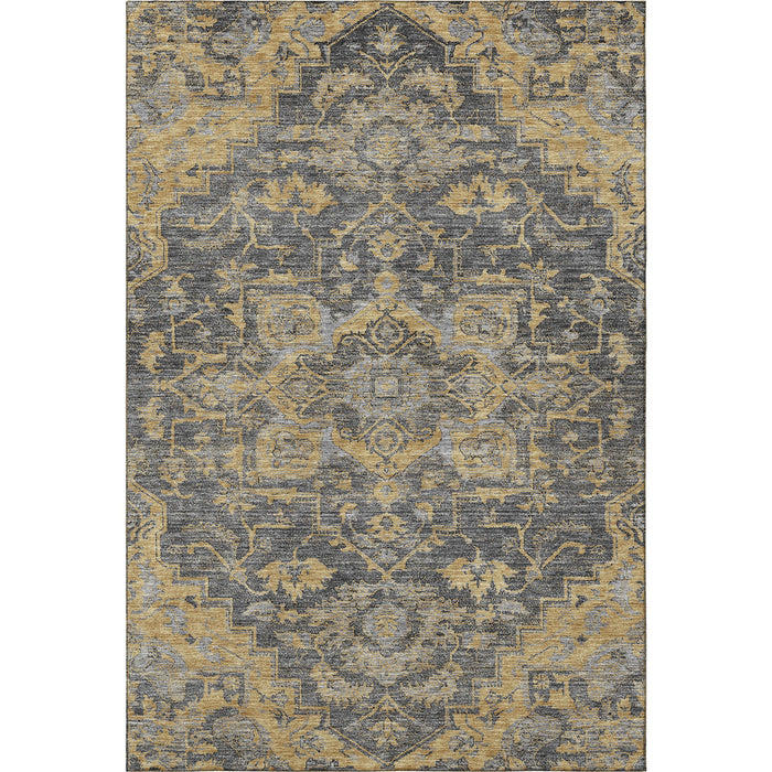 8' X 10' Floral Medallion Washable Area Rug With UV Protection - Gray