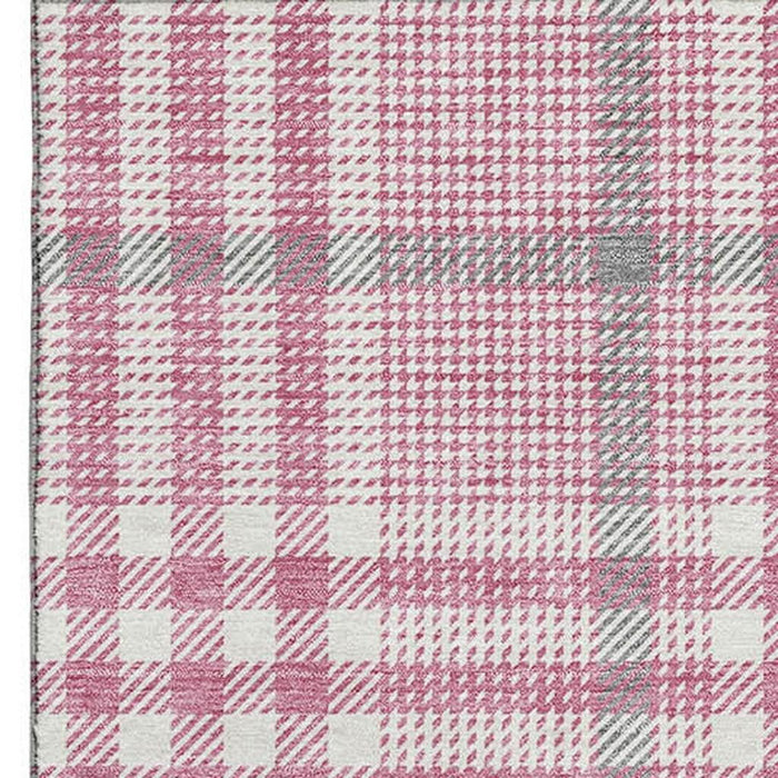 10' X 14' Plaid Washable Area Rug With UV Protection (682613) - Blush / Ivory / Gray