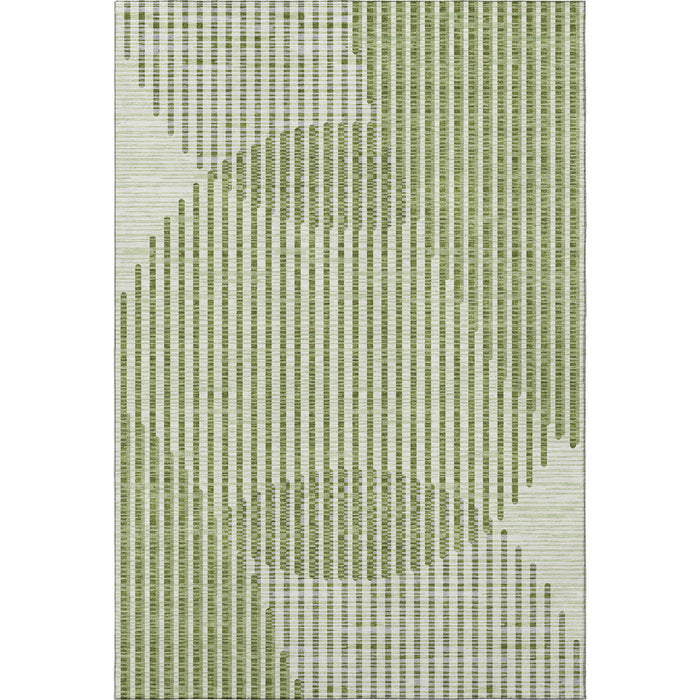 10' X 14' Geometric Washable Area Rug With UV Protection (678790) - Green / Ivory / Gray