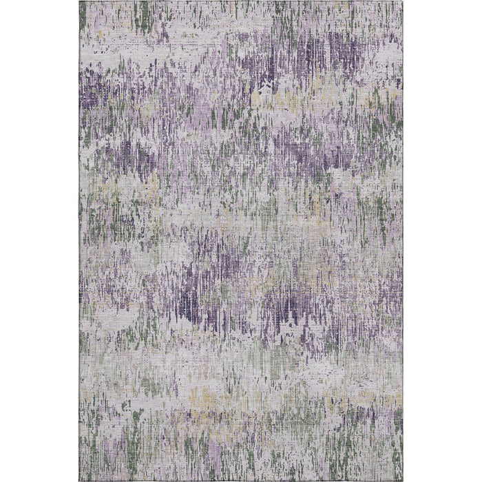 10' X 14' Striped Washable Area Rug With UV Protection (693318) - Lavender / Ivory / Green