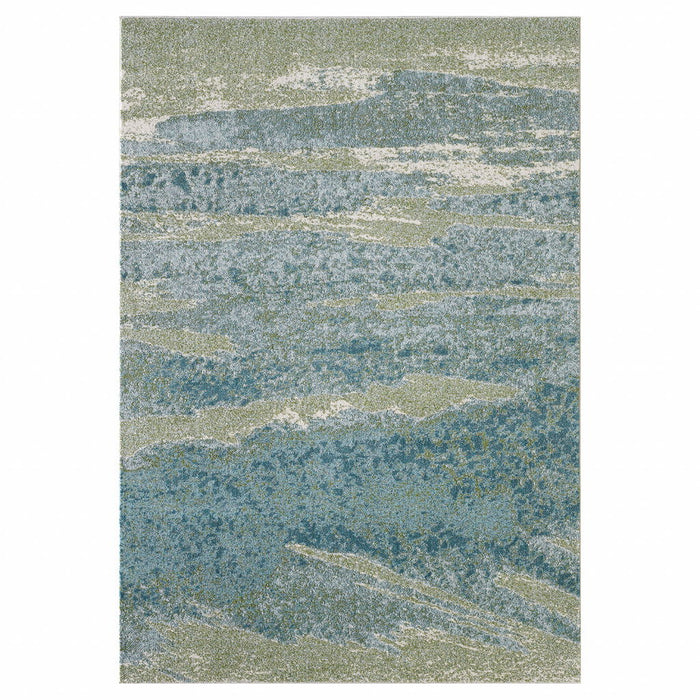 10' x 13' Impressionistic Ocean Area Rug - Blue Sage