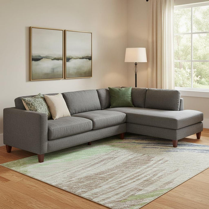 10' X 14' Striped Washable Area Rug With UV Protection (697470) - Beige / Purple / Mint Green