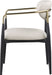 Black-legged vegan leather upholstered dining arm chair by Meridian Furniture, showcasing a stylish and comfortable seating design.