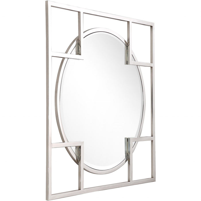 33" Square Metal Framed Accent Mirror - Silver