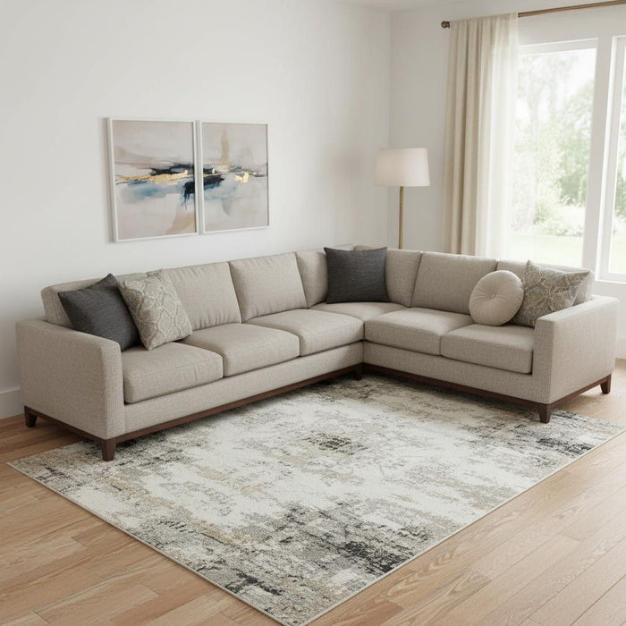 10' X 14' Abstract Washable Area Rug With UV Protection (705365) - Rust / Gray / Ivory
