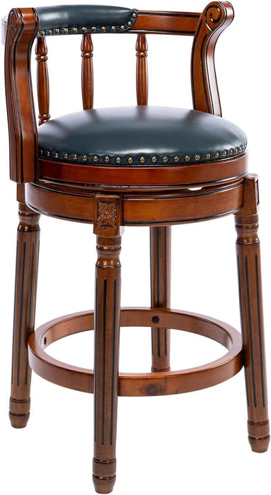 Giga swivel cow top wooden bar stool with backrest, 360-degree swivel, bar height (28-30 inches) for home kitchen counters