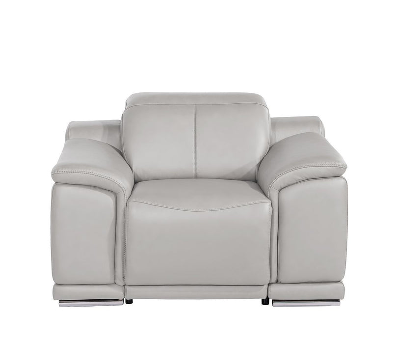 Genuine Leather Wall Hugger Power Recliner With USB - Ash Gray