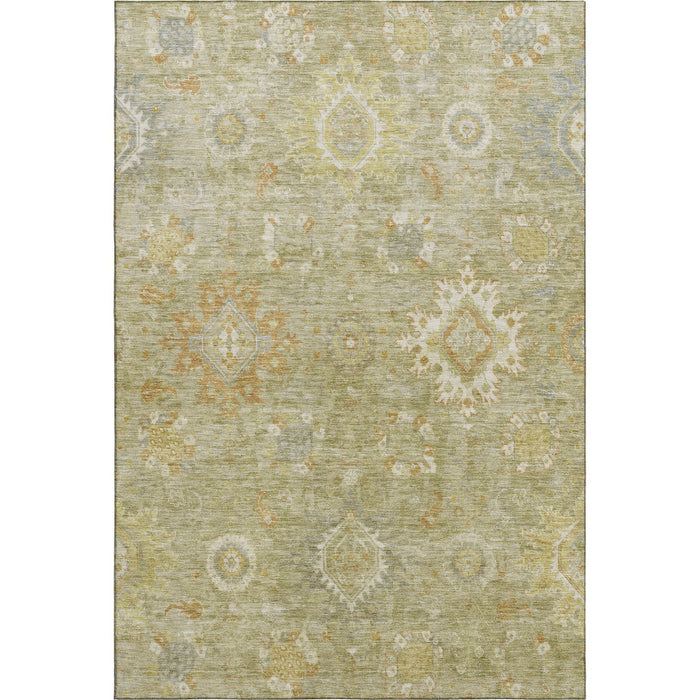 10' X 14' Oriental Washable Area Rug With UV Protection (708355) - Sage / Copper / Ivory