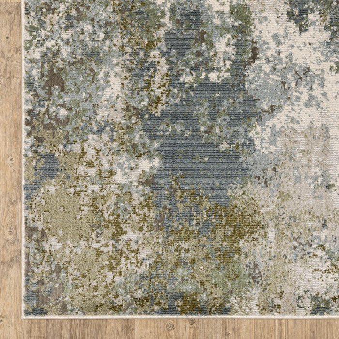 6' x 9' Abstract Power Loom Stain Resistant Area Rug - Blue Gray Green And Beige