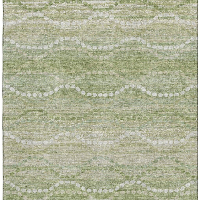10' X 14' Abstract Geometric Washable Area Rug With UV Protection (715297) - Sage / Ivory