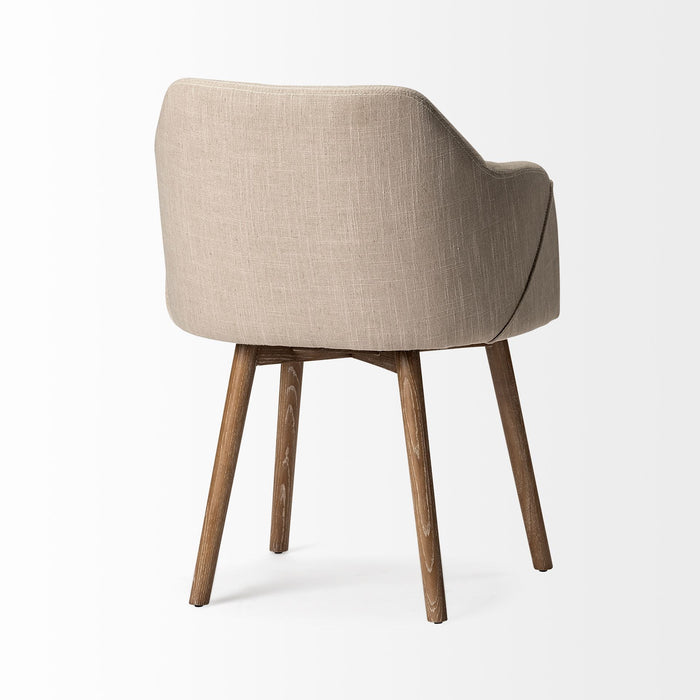 Transitional Upholstered Fabric Dining Arm Chair - Cream