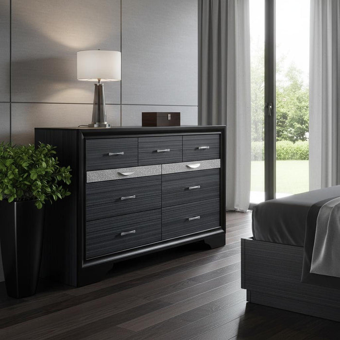 Manufactured Wood Nine Drawer Gentlemans Chest - Black