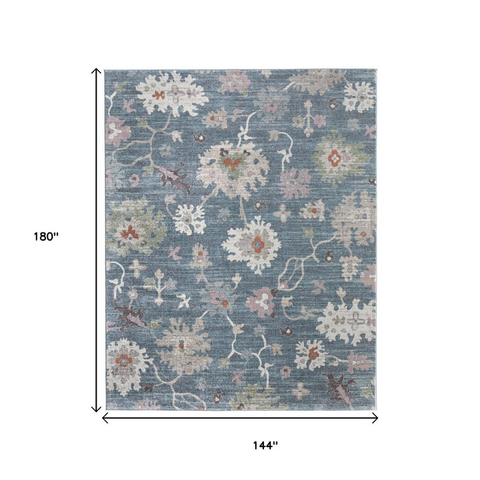 12' X 15' Abstract Distressed Area Rug - Blue
