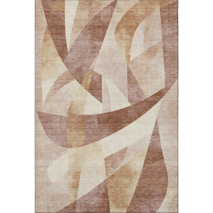 10' X 14' Abstract Geometric Washable Area Rug With UV Protection (705275) - Rust / Copper / Wheat