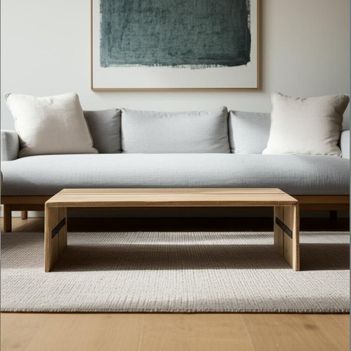 Rectangular Solid Wood Top And Base Coffee Table - Light Brown