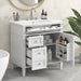 Modern Giga bathroom vanity with top sink, two drawers, and tip-out drawer for stylish bathroom storage.