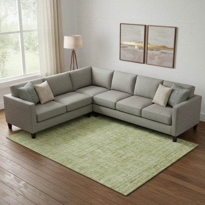 10' X 14' Oriental Washable Area Rug With UV Protection (700997) - Sage / Mint Green