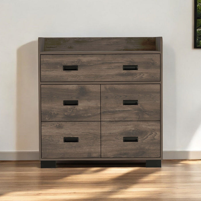 34" Five Drawer Dresser - Dark Brown