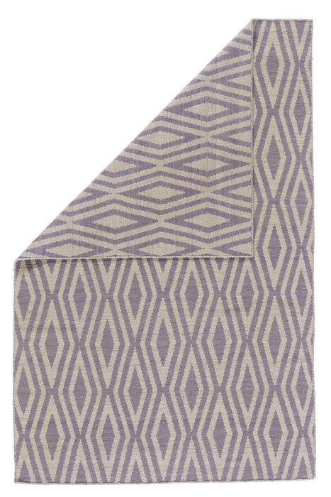 9' X 12' Wool Geometric Hand Loomed Area Rug (744376) - Purple / Ivory