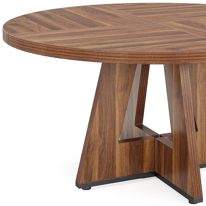 47" Solid Wood Pedestal Base Round Top Dining Table - Brown