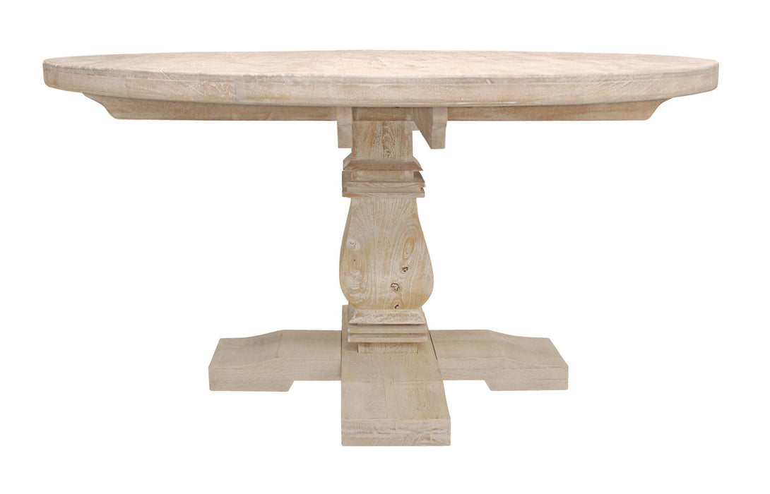 58" Rounded Solid Wood Pedestal Base Dining Table - Natural