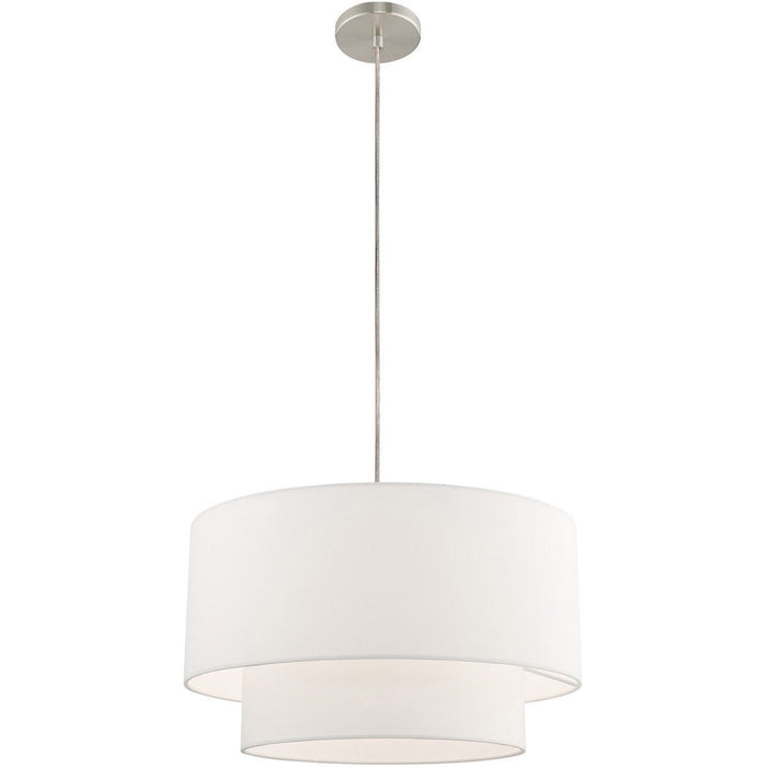 15" Dimmable Chandelier With Shades - Nickel
