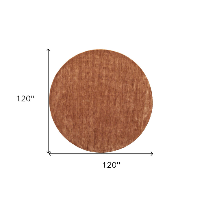10' Wool Hand Woven Round Rug - Orange