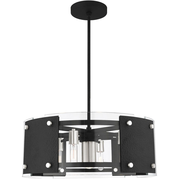 18" Seven Light Dimmable Chandelier With Shades - Black