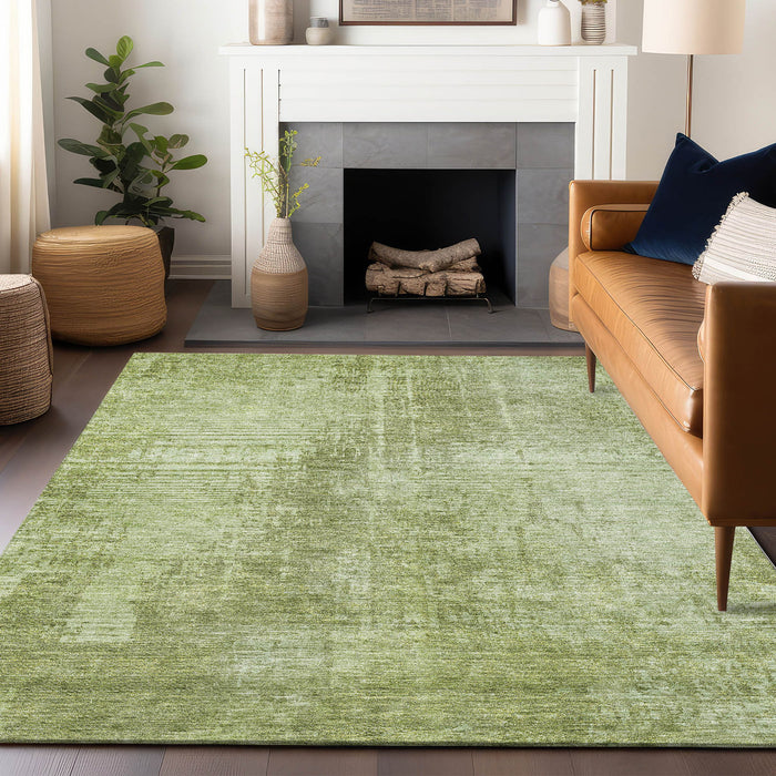 8' X 10' Abstract Washable Area Rug With UV Protection - Sage And Ivory