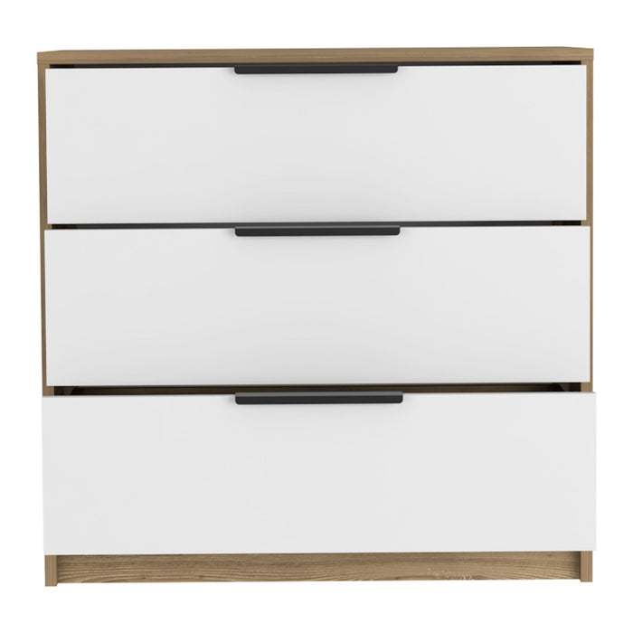 Three Drawer Dresser - White And Natural