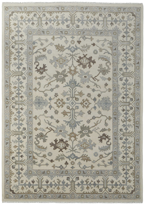 12' X 15' Bohemian Floral Hand Knotted Area Rug With Fringe - Ivory