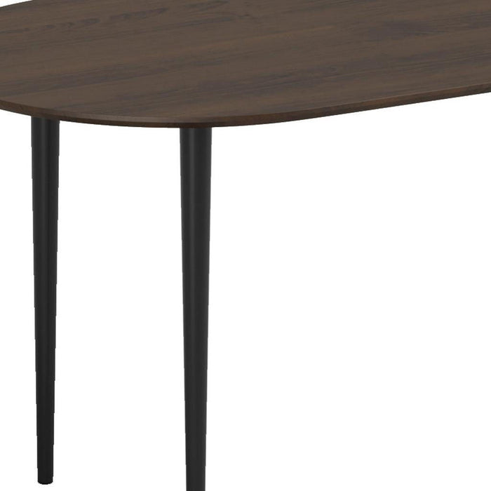 67" Solid Wood Mirrored Double Pedestal Base Oval Dining Room Table - Walnut