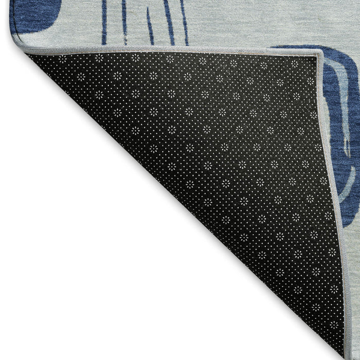 10' X 14' Geometric Washable Area Rug With UV Protection (696644) - Blue / Sky Blue / Ivory