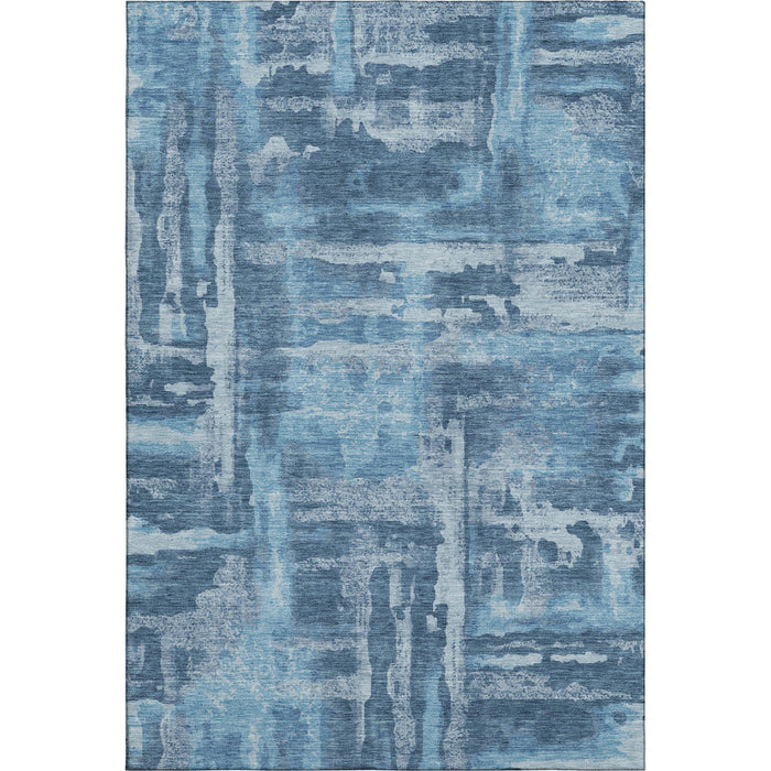 10' X 14' Abstract Washable Area Rug With UV Protection (714649) - Denim Blue / Sky Blue