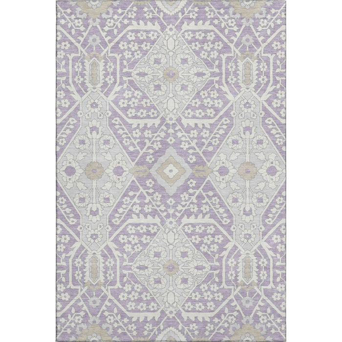 10' X 14' Floral Washable Area Rug With UV Protection (668546) - Lavender / Gray / Beige