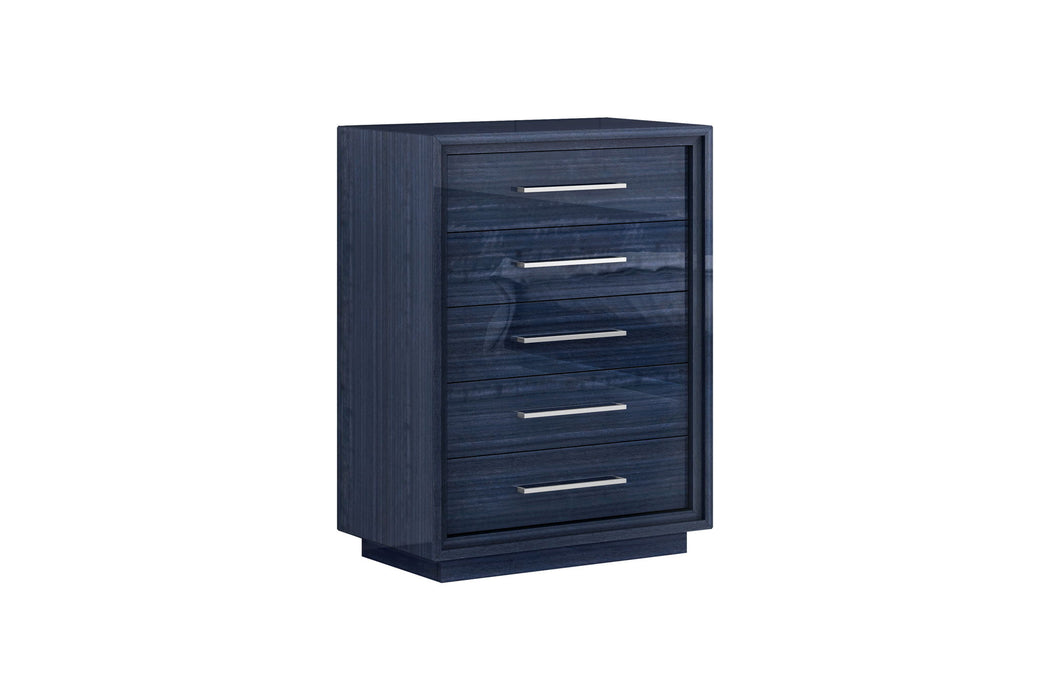 36" Wood Five Drawer Gentlemens Chest - Blue