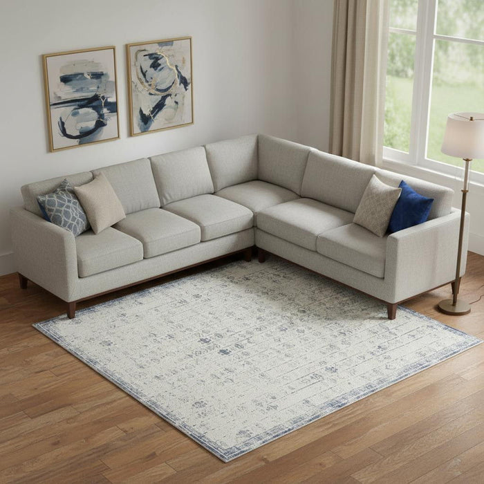 8' X 10' Abstract Washable Non Skid Area Rug (534030) - Blue / Gray