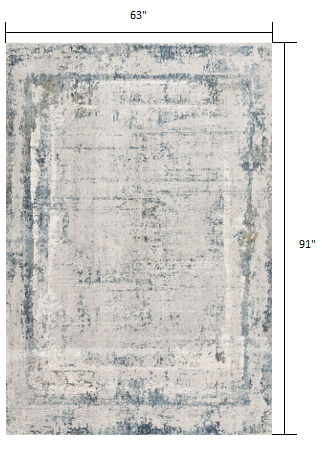 5' x 7' Abstract Area Rug - Ivory And Blue