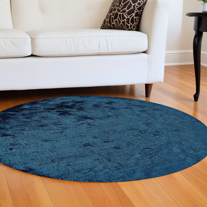 8' Round Shag Tufted Handmade Area Rug - Blue And Green