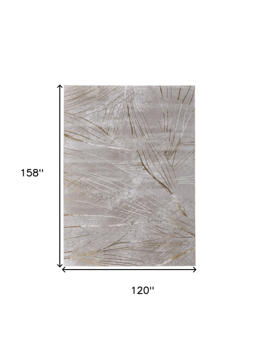 10' x 13' Abstract Power Loom Area Rug - Silver Brown And Taupe