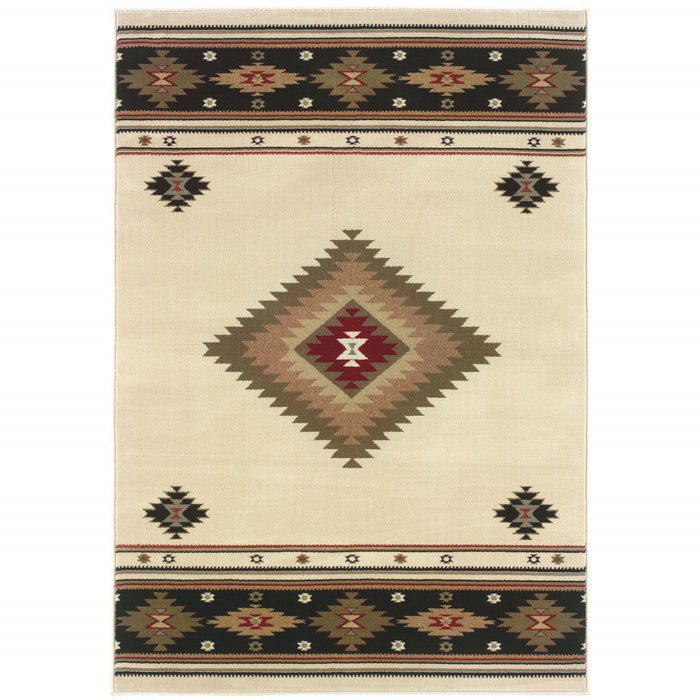 10' x 13' Southwestern Power Loom Stain Resistant Area Rug - Beige