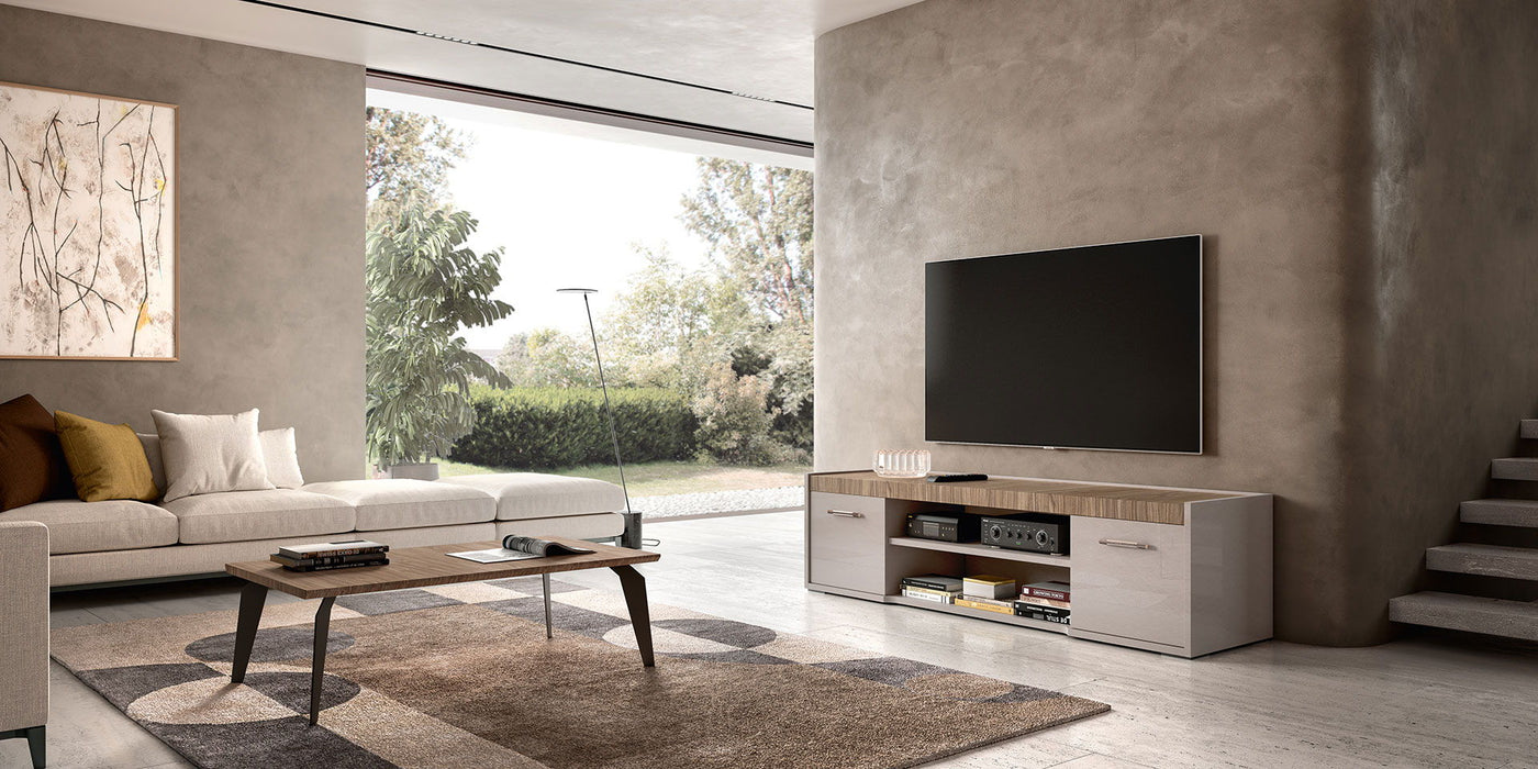 Nora - 3 Door TV Unit - Beige / Light Brown
