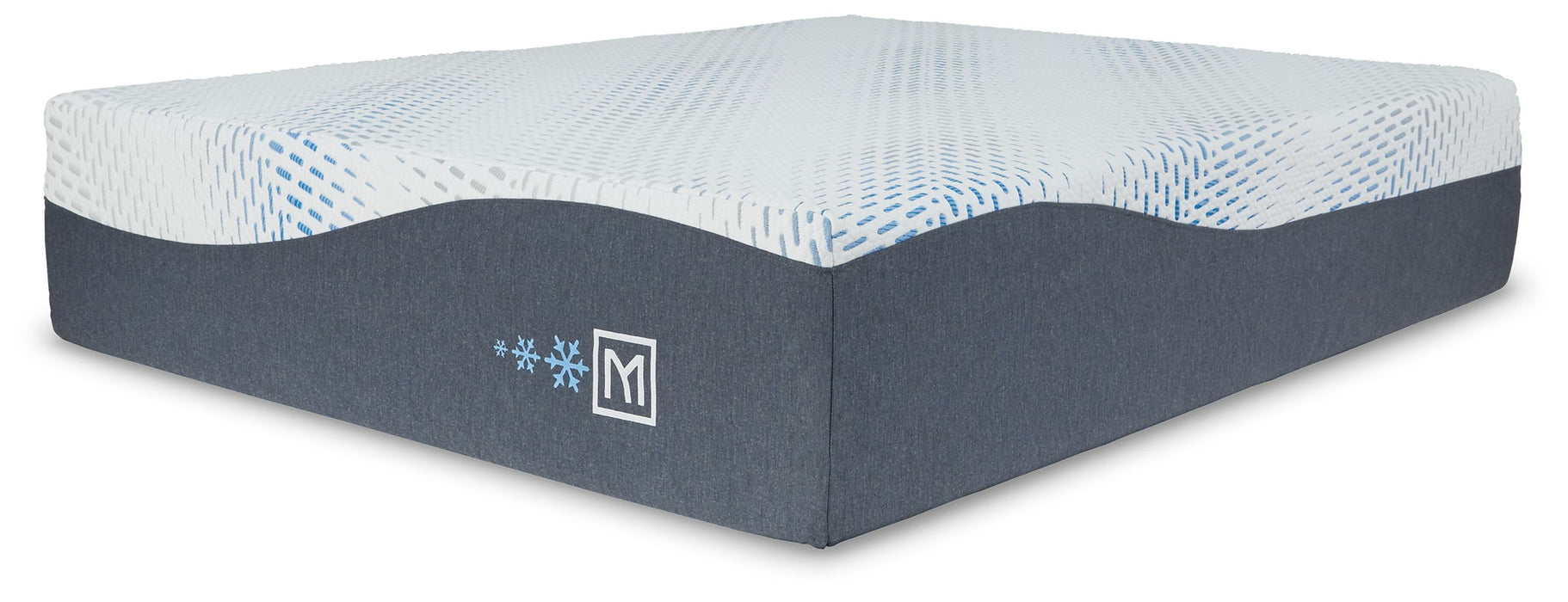 Ashley Furniture Millennium luxury plush gel latex hybrid mattress with foundation, showcasing soft, plush surface and sturdy base.