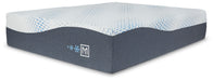 Ashley Furniture Millennium luxury plush gel latex hybrid mattress with foundation, showcasing soft, plush surface and sturdy base.