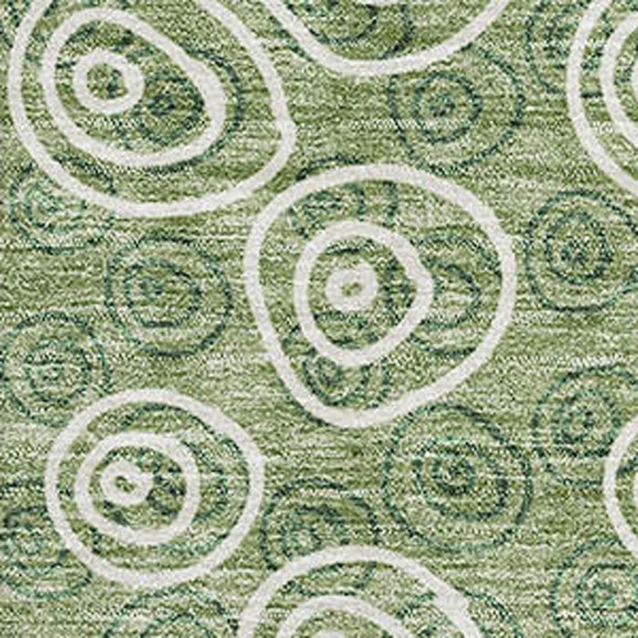 8' X 10' Polka Dot Washable Area Rug With UV Protection - Green And Ivory