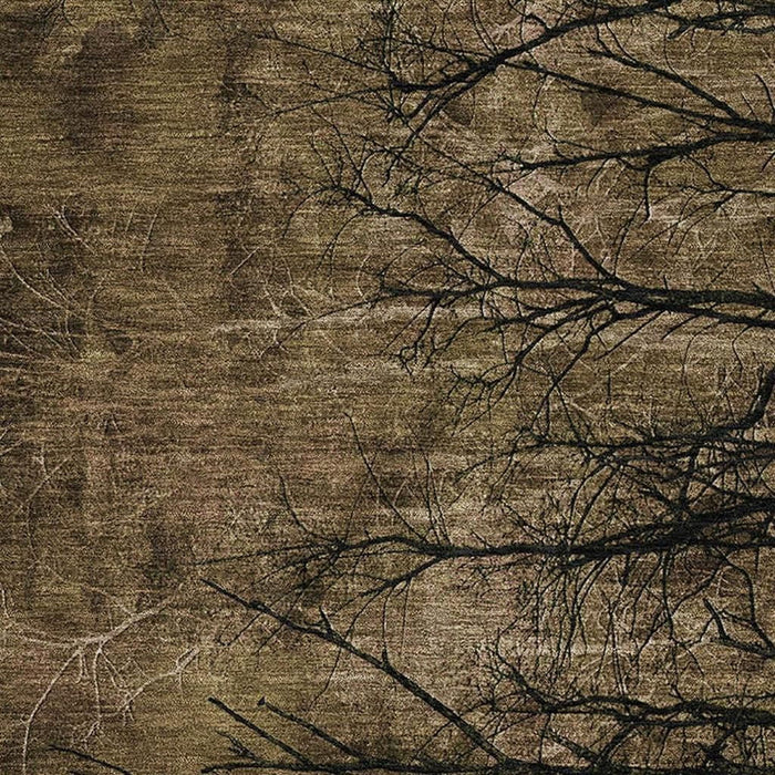 10' X 14' Floral Washable Area Rug With UV Protection (717272) - Brown / Charcoal