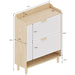 Giga shoe storage cabinet with 2 flip drawers, compact entryway organizer in natural and white finish, ideal for organizing shoes.