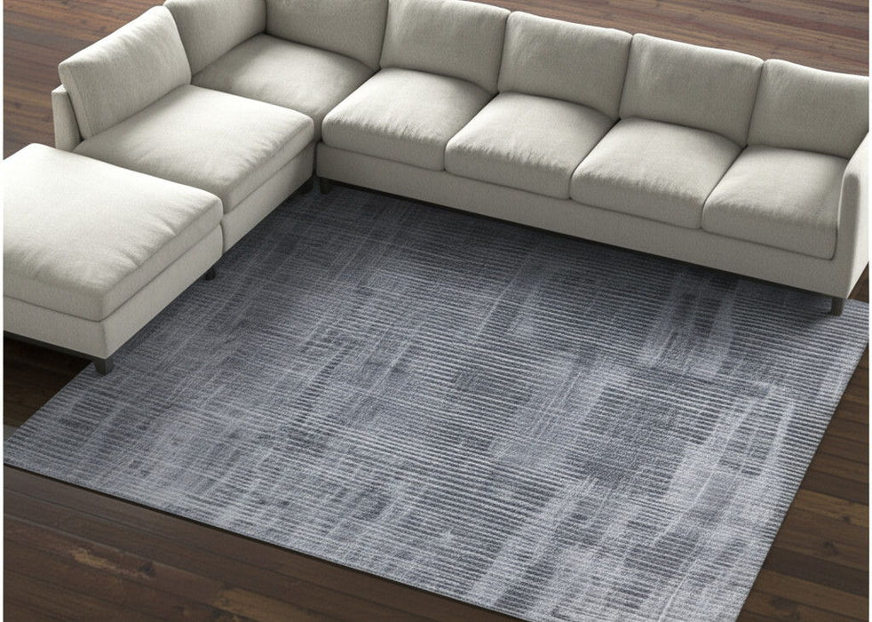 12' X 15' Abstract Hand Woven Distressed Area Rug - Blue