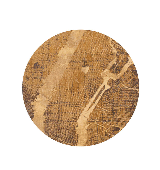 7' x 7' Round Abstract Non Skid 100% PET Area Rug - Yellow